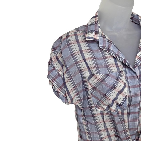 Anthropologie Cloth & Stone Aliya Tie Waist Crop Blouse Button Down Extra Small - Picture 7 of 10